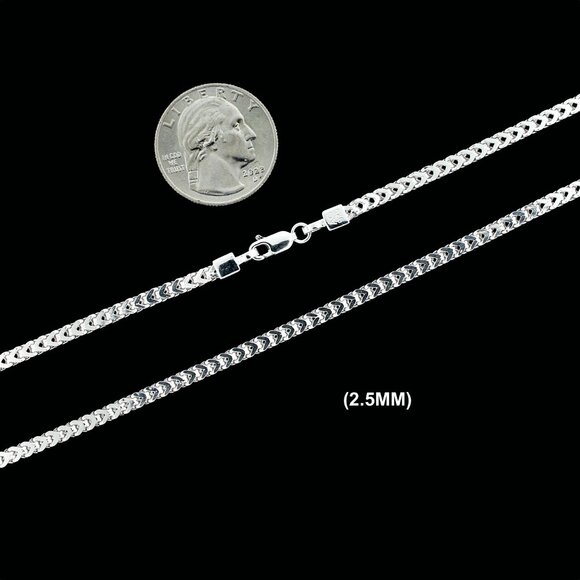 Real 925 SOLID Sterling Silver 2.5mm Franco Link Chain Necklace 18" inch - Picture 2 of 6